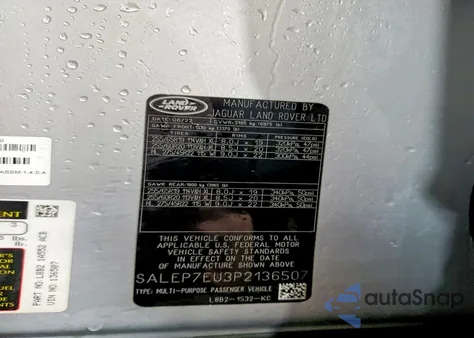 2023 Land Rover Defender 110 Se из США, поврежденный, VIN SALEP7EU3P2136507